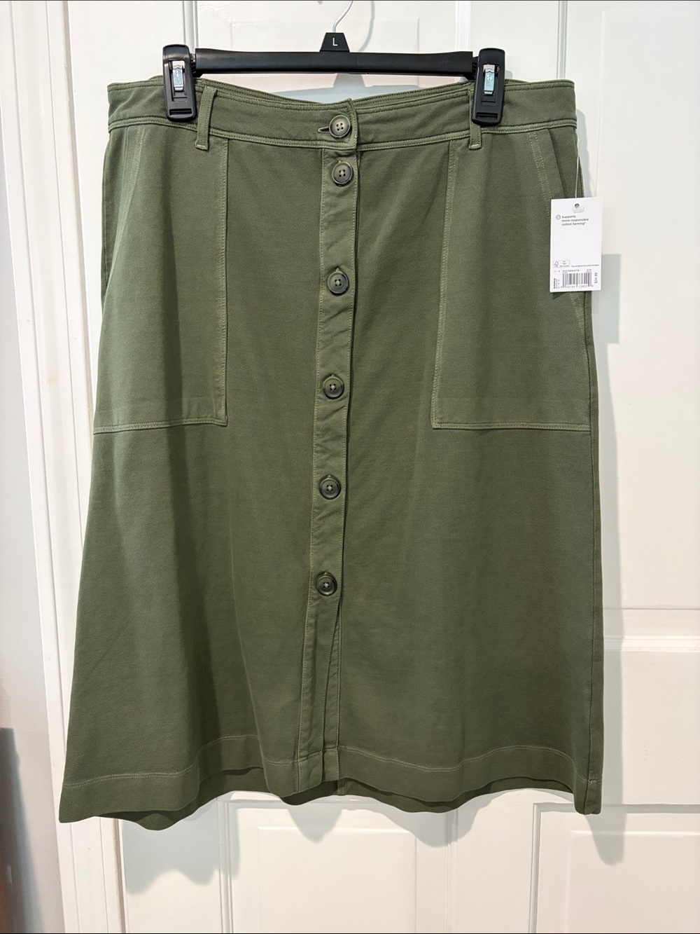 Sonoma Olive Button-Front Midi Skirt